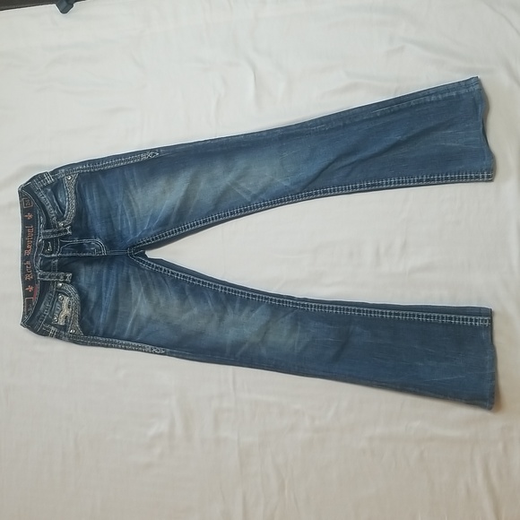 Rock Revival Yui Bootcut Denim Blue Jeans - Picture 3 of 9